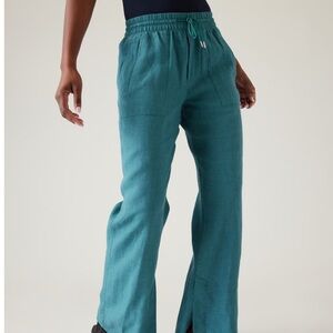 Athleta Teal Retreat Linen Wide-leg pant